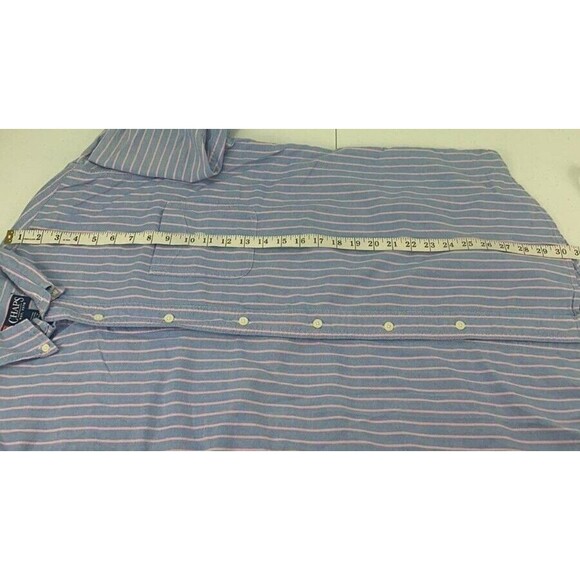 Chaps Blue Pink  Stripe Long Sleeve Button-Up Cotton Shirt Men's Size Large - Picture 7 of 8